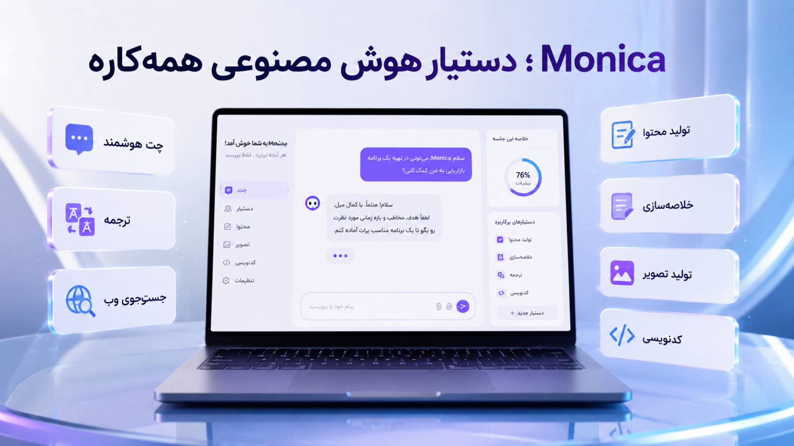 خرید اکانت هوش مصنوعی Monica (دستیار همه‌کاره تولید محتوا)