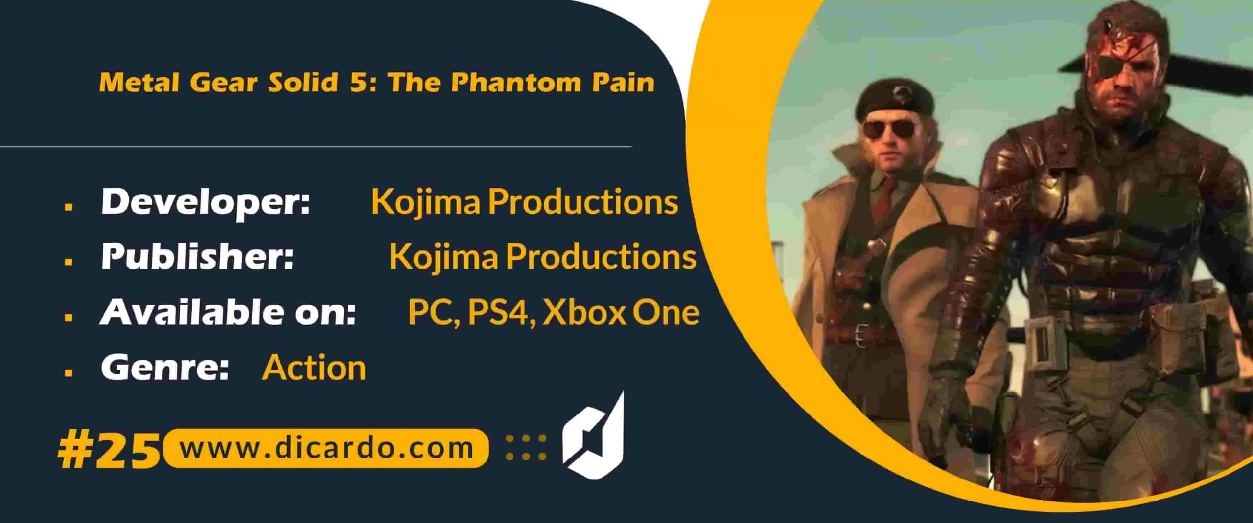 #25 متال گر سالد فایو: د فانتوم پین Metal Gear Solid 5: The Phantom Pain آخرین مورد از لیست محبوبترین بازیهای اکشن