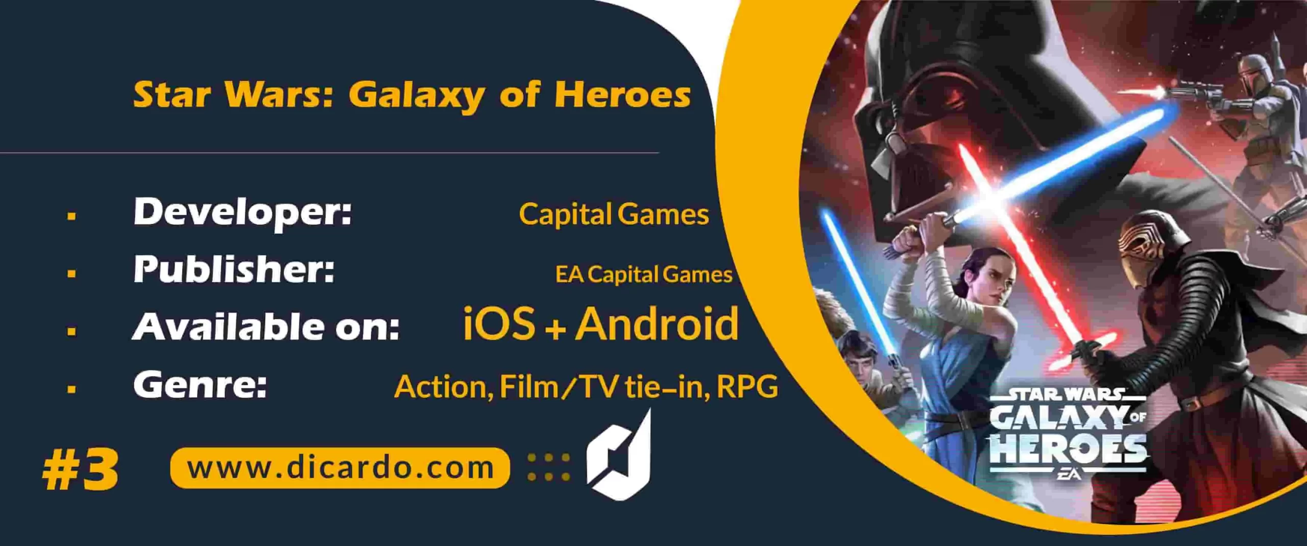 #3 جنگ ستارگان: کهکشان قهرمانان Star Wars: Galaxy of Heroes از برترین بازیهای Star Wars آر پی جی