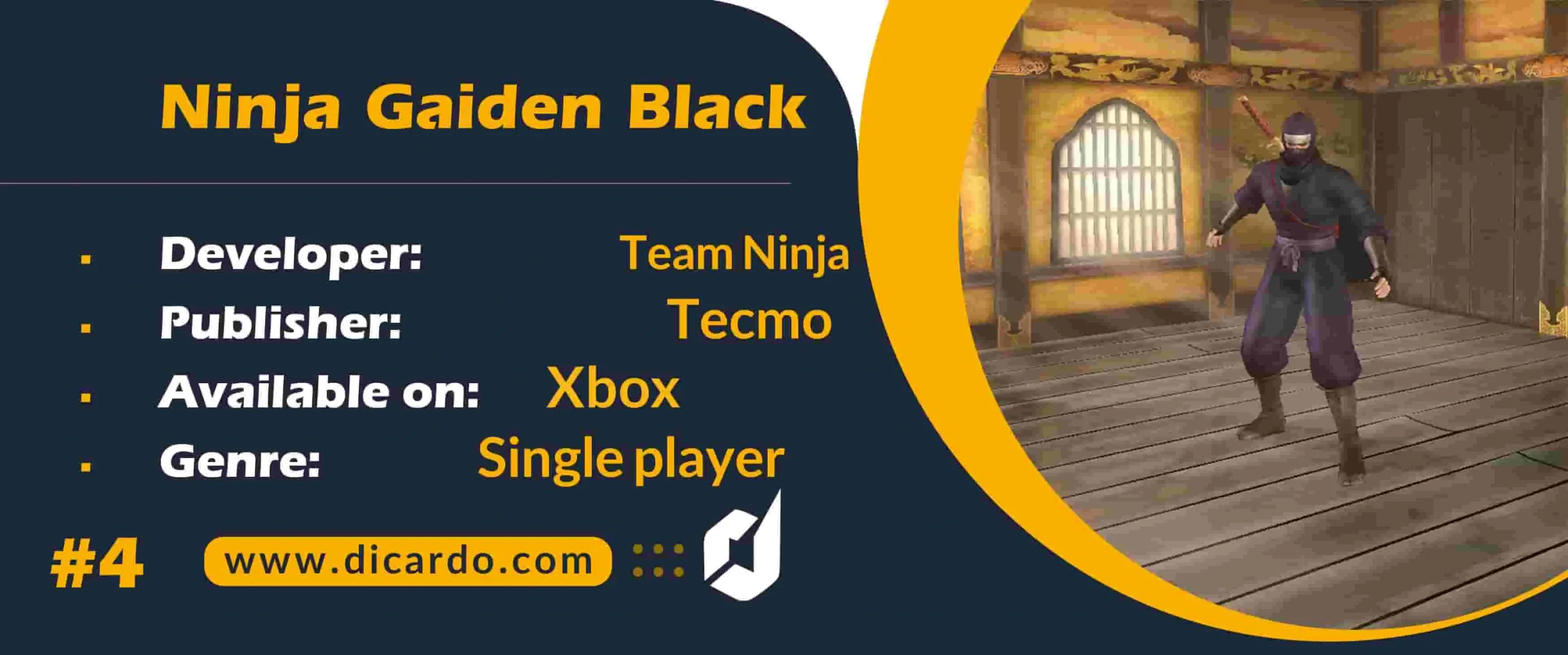 #4 نینجا گایدن بلک Ninja Gaiden Black یکی دیگر از بهترین بازیهای ایکس باکس اکشن ماجراجویی هک و اسلش
