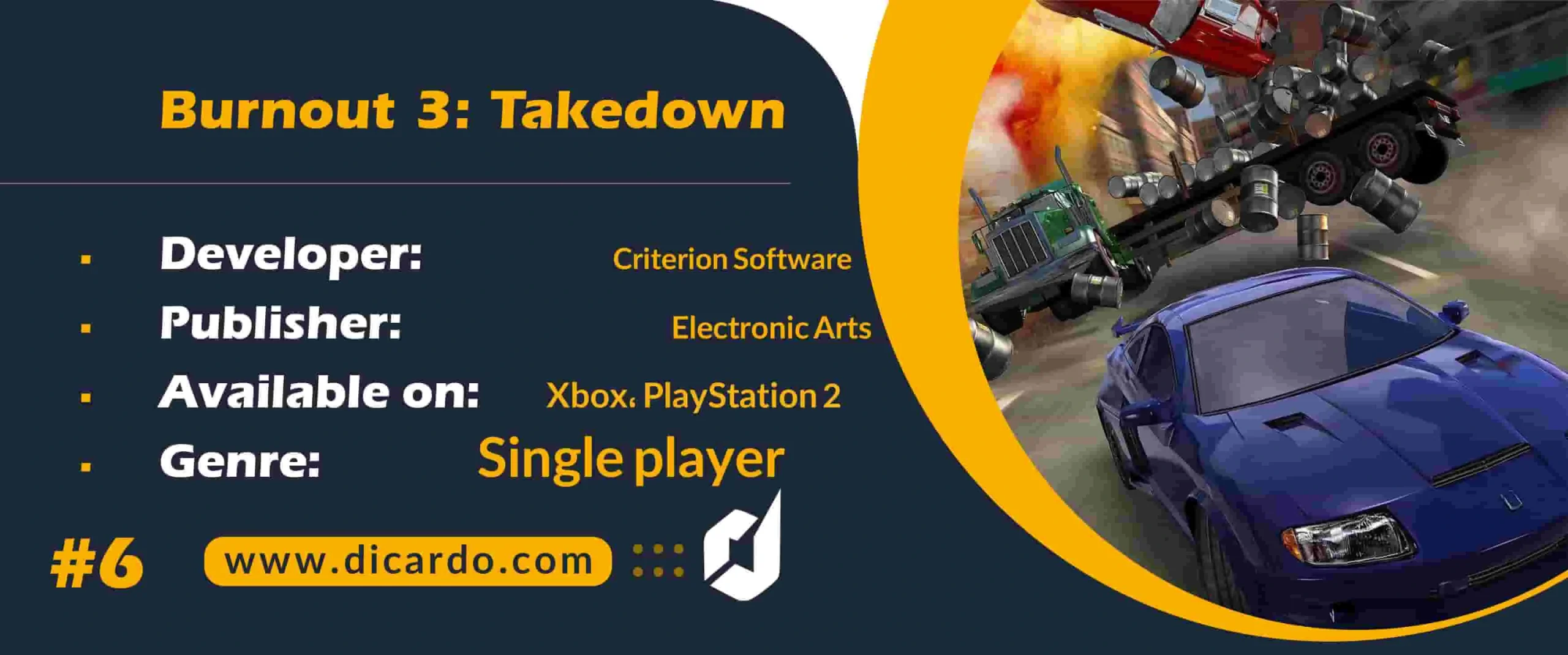 #6 بورنات 3 تیکدون Burnout 3: Takedown از بهترین بازیهای ایکس باکس با گیم پلی سرگرم کننده