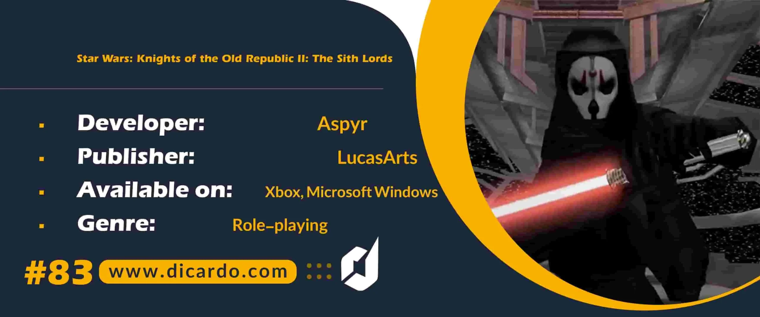 #83 استار وارز نایتز آو د الد ریپابلیک 2 د سیت لوردزStar Wars: Knights of the Old Republic II: The Sith Lords