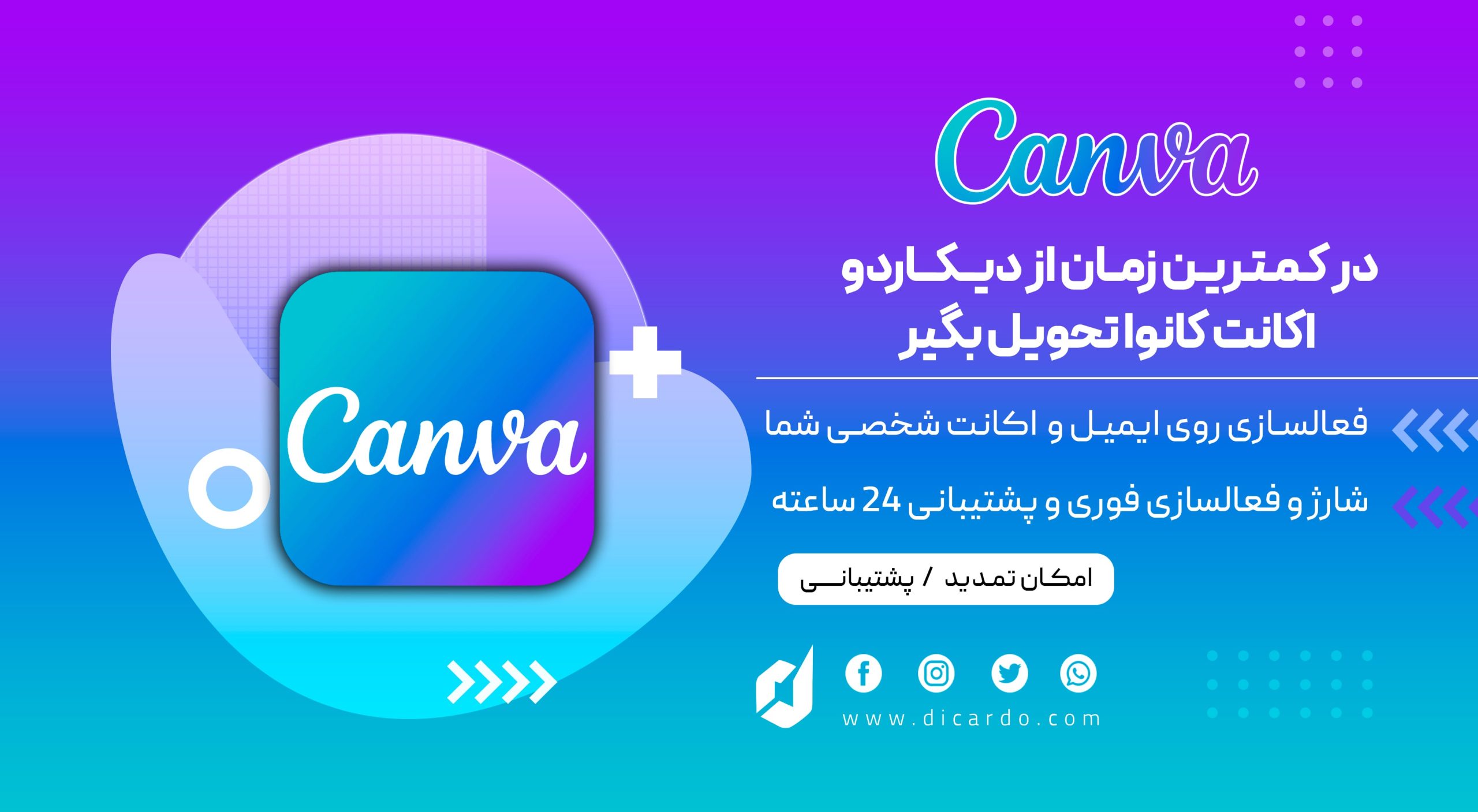 ریافت اکانت کانوا پرو canva pro از دیکاردو