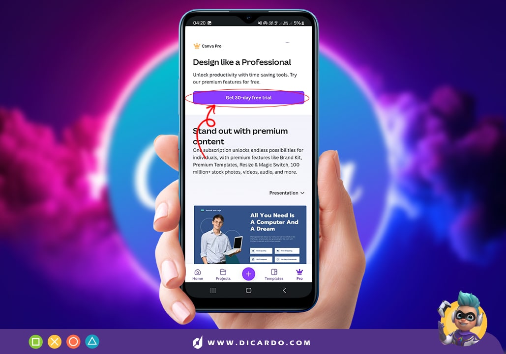 دریافت 30 روز رایگان اشتراک کانوا canva
