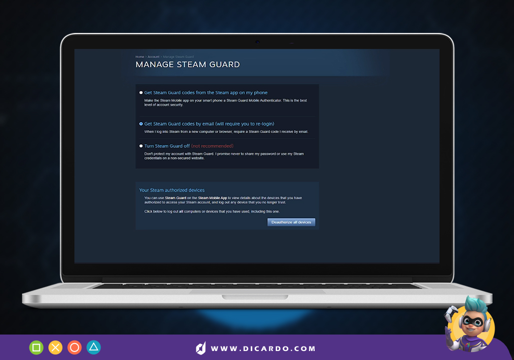 فعال کردن Steam Guard