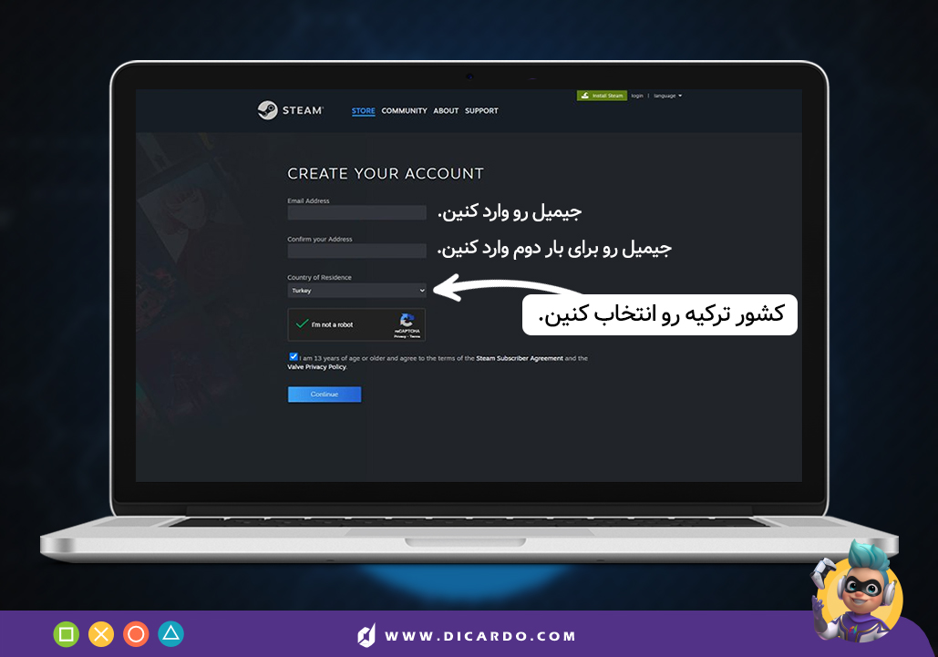 ساختن اکانت استیم ریجن ترکیه