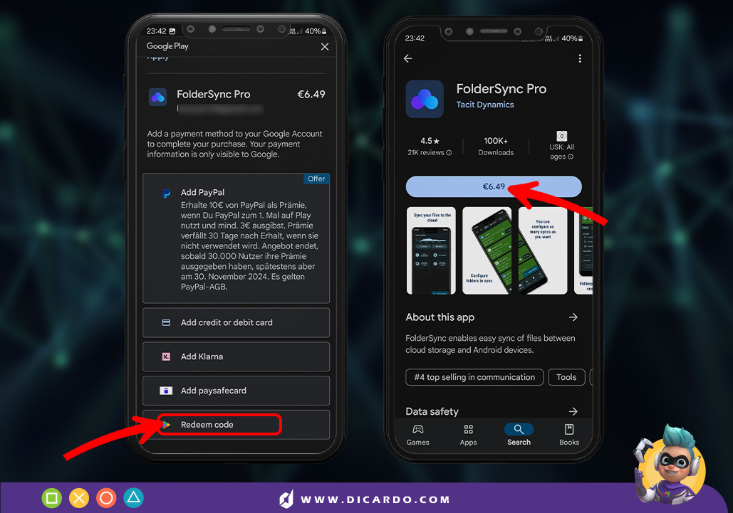 ردیم کردن گیفت کارت گوگل پلی برای خرید برنامه