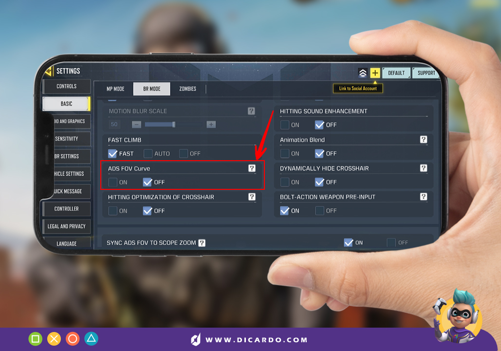گزینه ADS FOV Curve