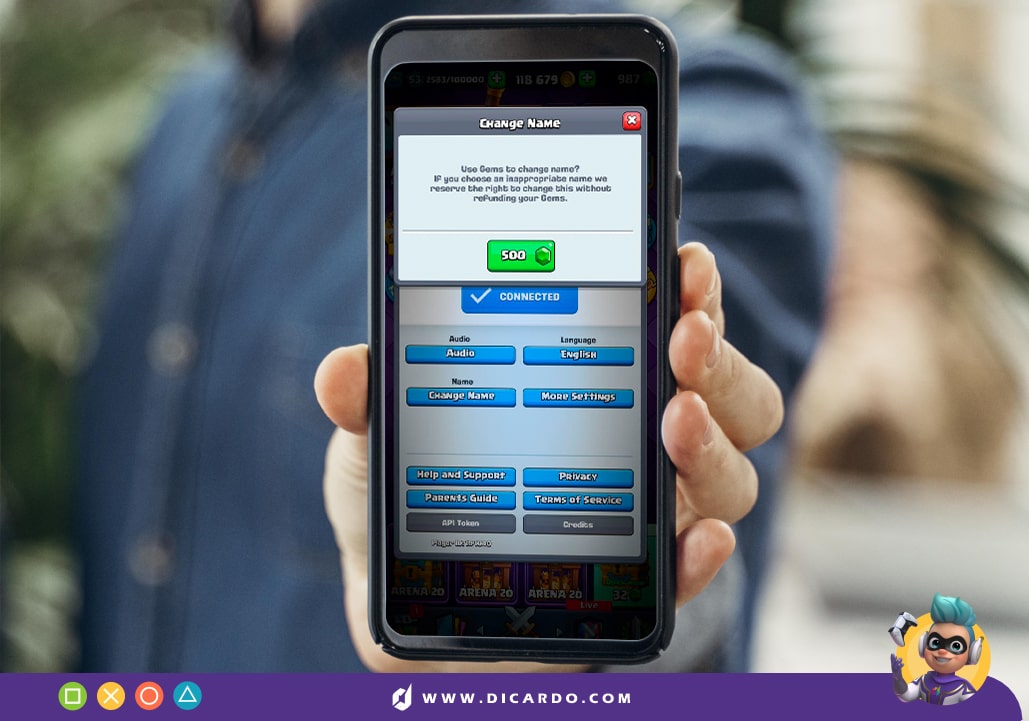 پرداخت 500 جم برای تغییر اسم کلش رویال