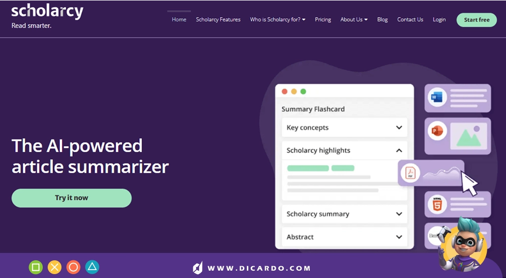 هوش مصنوعی Scholarcy برای خلاصه کردن متن