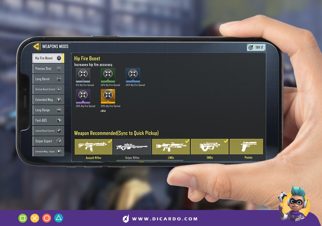 سلاح‌هایی که میتونن پرک Hip Fire Boost رو دریافت کنن