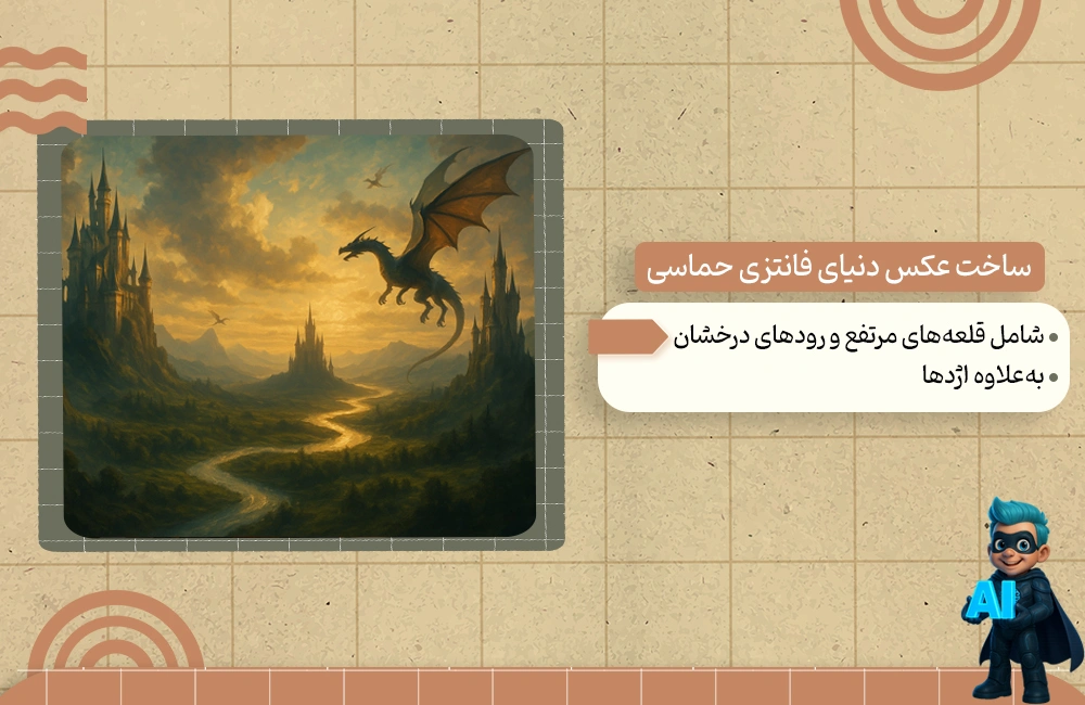 پرامپت برای ساخت عکس دنیای فانتزی حماسی