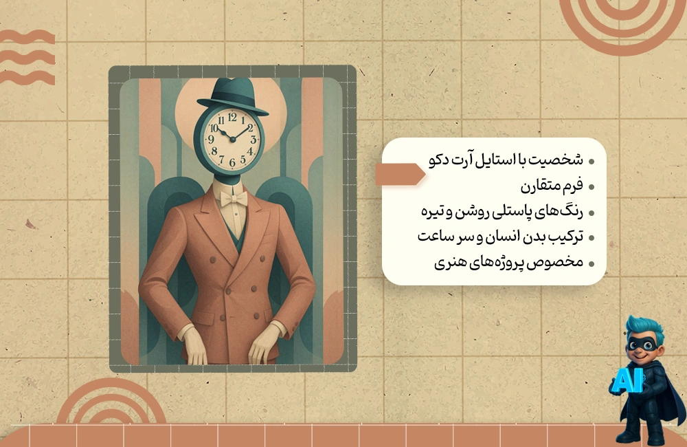 پرامپت برای طراحی شخصیت به سبک دکو سورئال