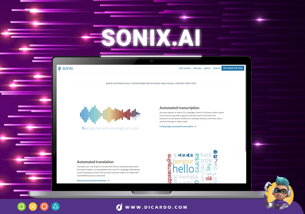 هوش مصنوعی Sonix ai برای تولید متن از صدا