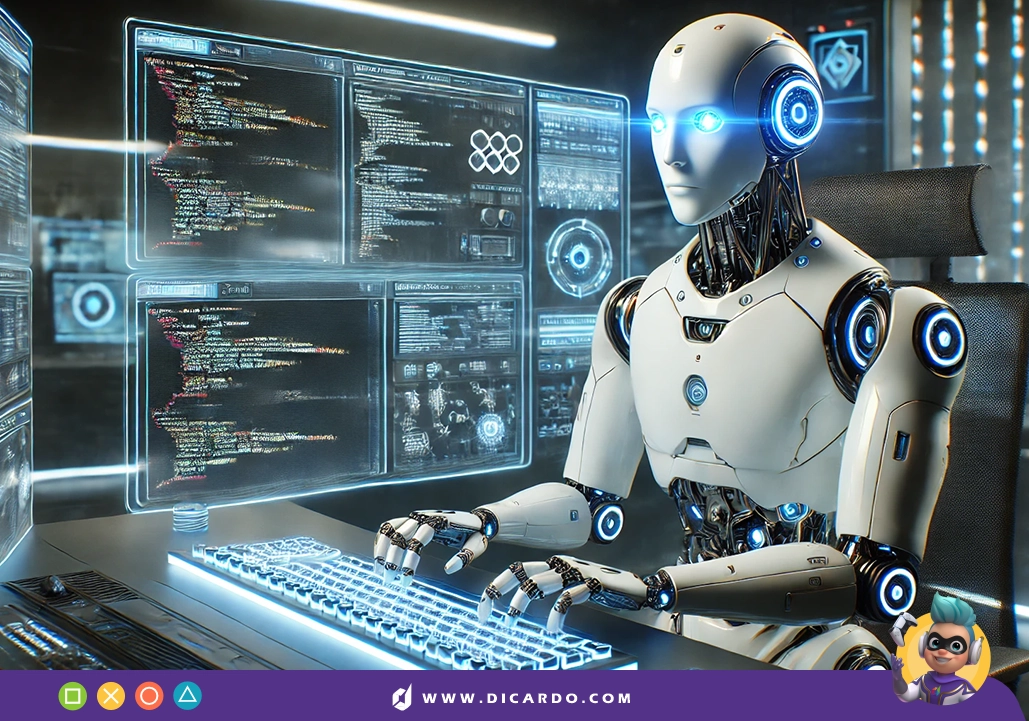 یک ربات در حال کد زدن
