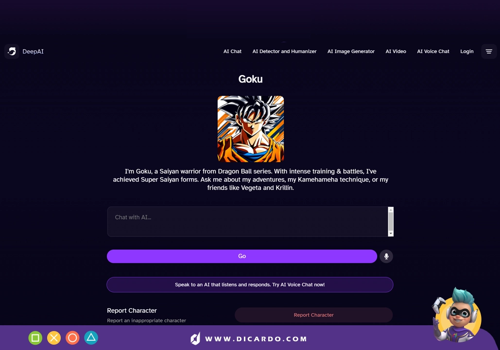 فضای داخلی هوش مصنوعی گوکو - Goku AI