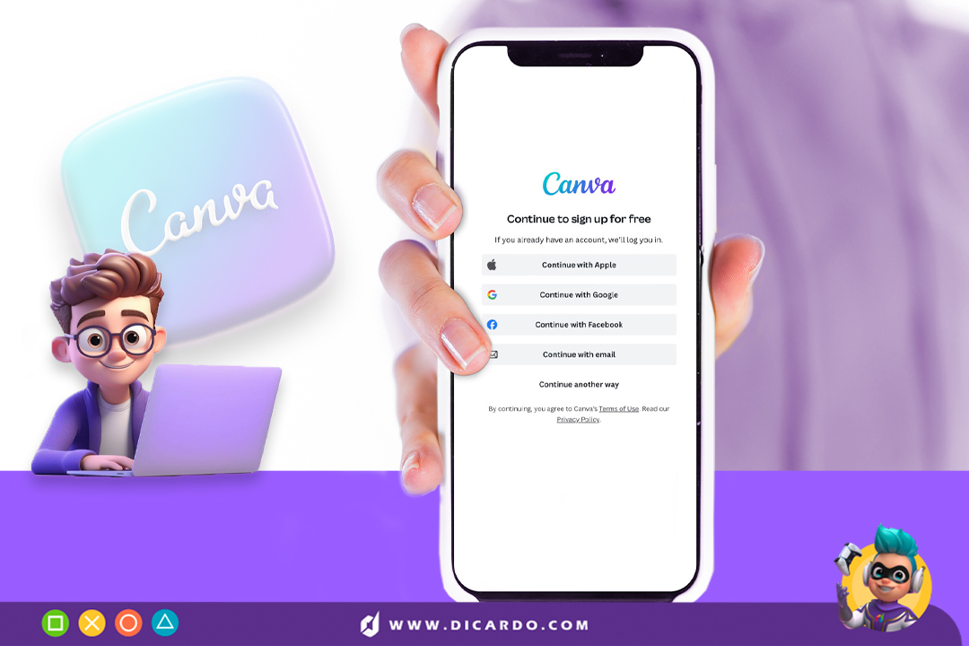 لاگین در کنوا در موبایل