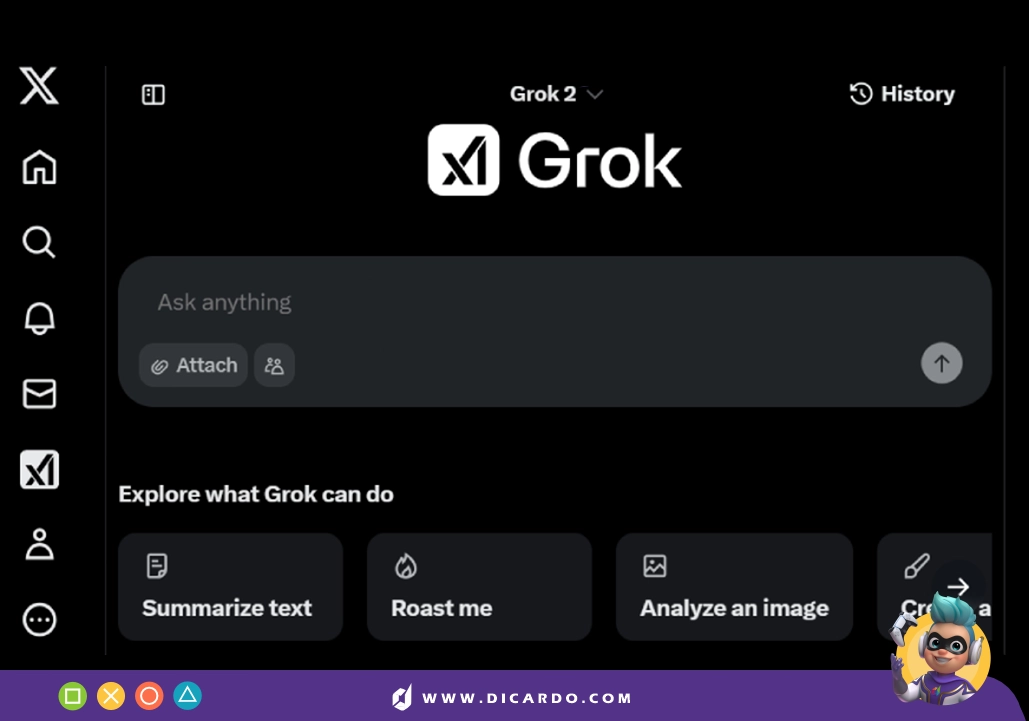 از طریق وب‌سایت رسمی Grok