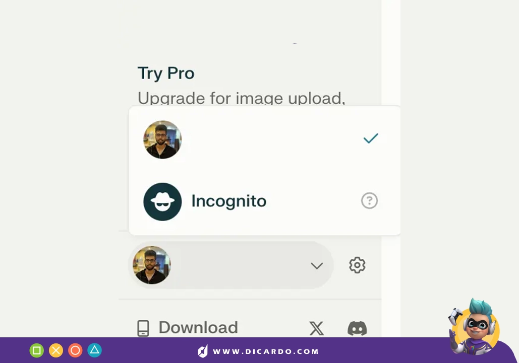 حالت ناشناس (Incognito) در پرپلکسیتی