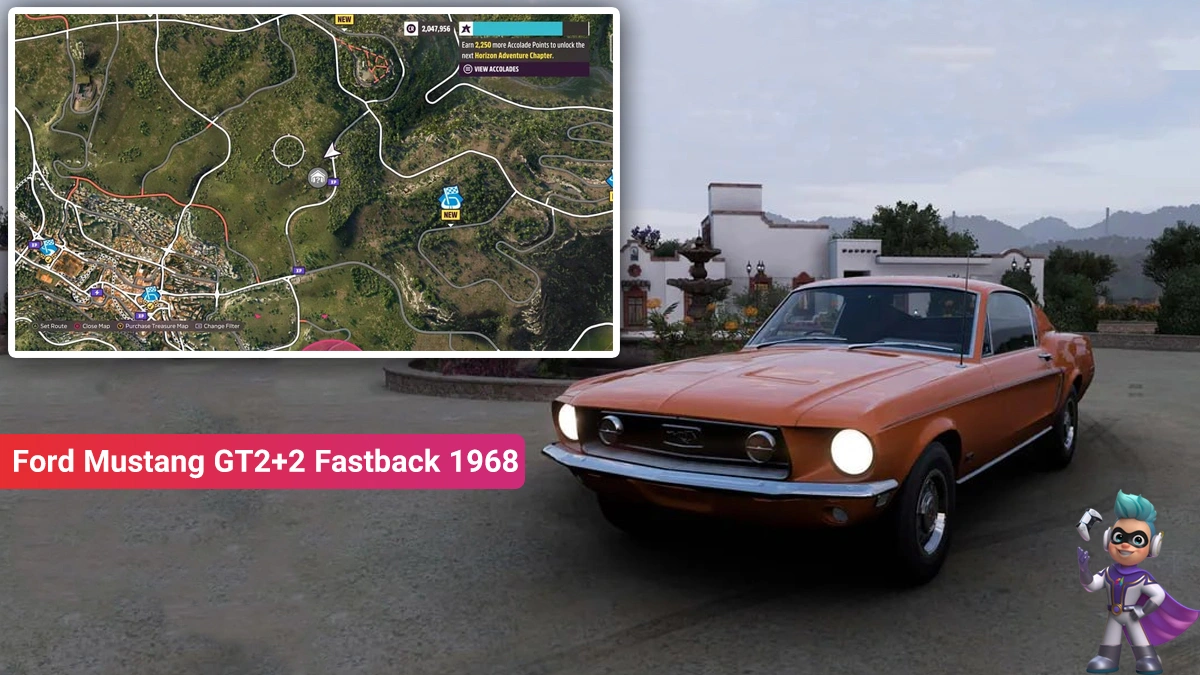 لوکیشن ماشین Ford Mustang GT2+2 Fastback 1968