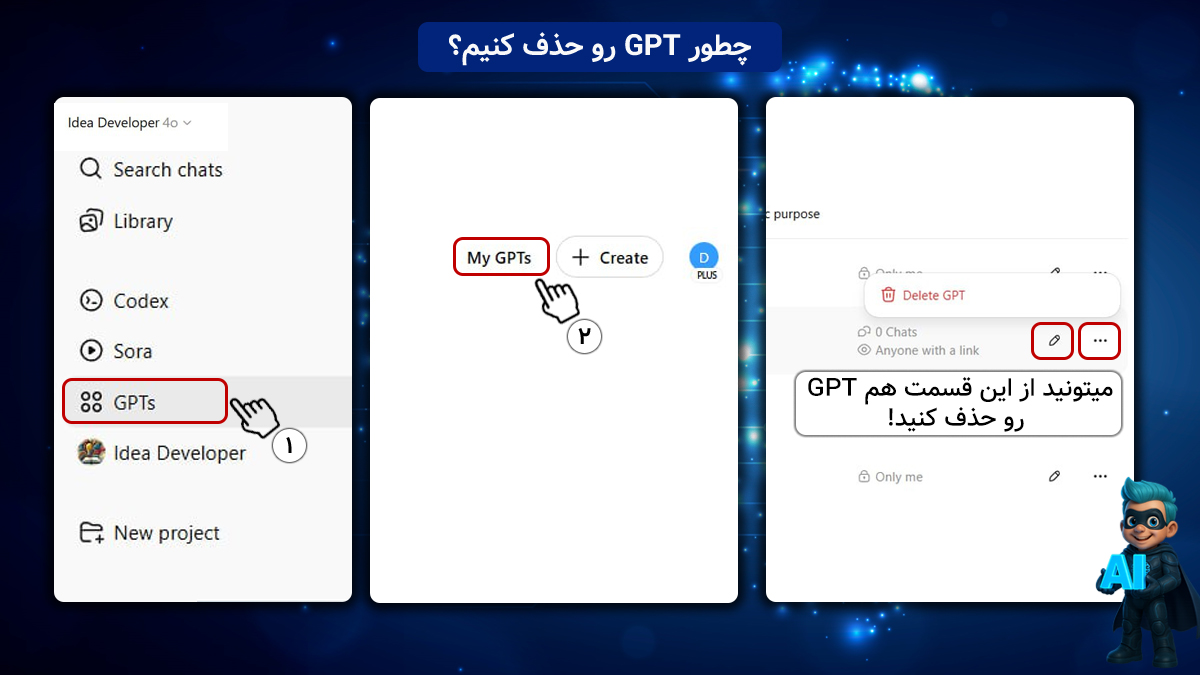چطور باید gpt ساخته شده رو پاک کرد؟