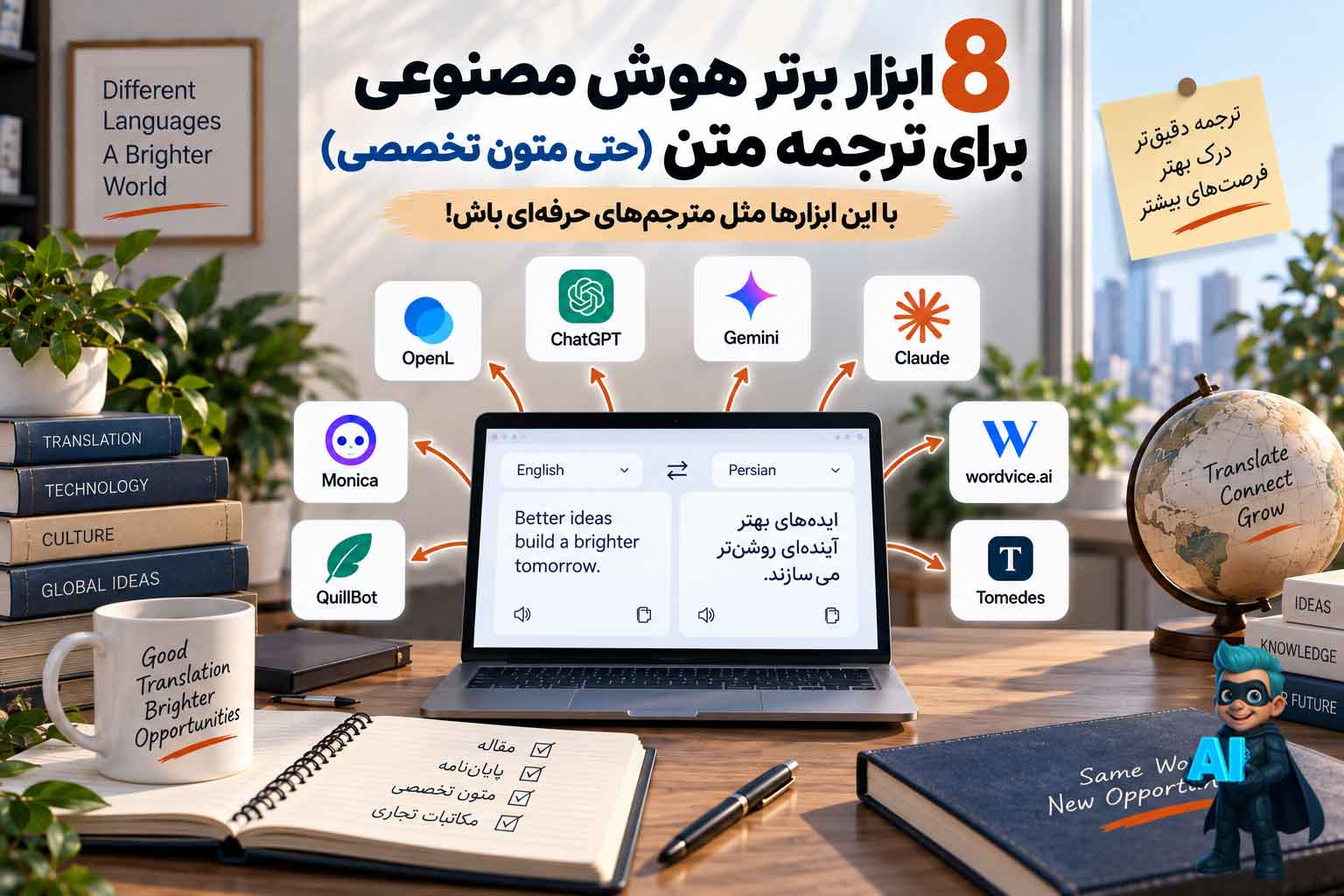 8 ابزار برتر هوش مصنوعی برای ترجمه متن (حتی متون تخصصی)