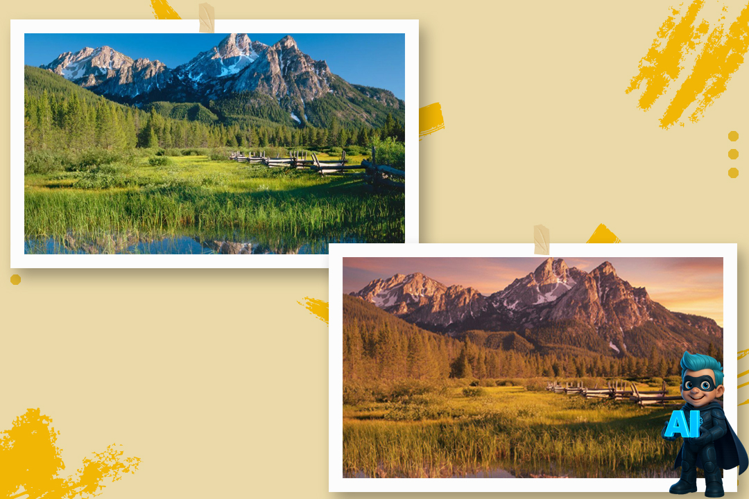 معرفی هوش مصنوعی Nano Banana، قاتل عکاسان و ابزارهای گرافیکی 20 تفییر نور منظره با نانو بنانا