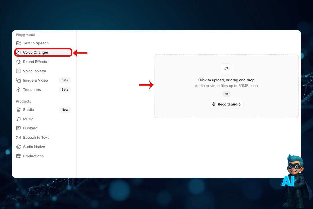 نحوه کار با ElevenLabs؛ آموزش گامبهگام و کامل 23 Voice Changer (تغییر صدا)
