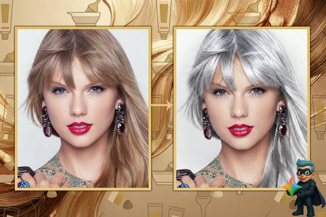 پرامپت تغییر رنگ مو با هوش مصنوعی (تست شده) 25 Icy Platinum Silver (نقرهای یخی)