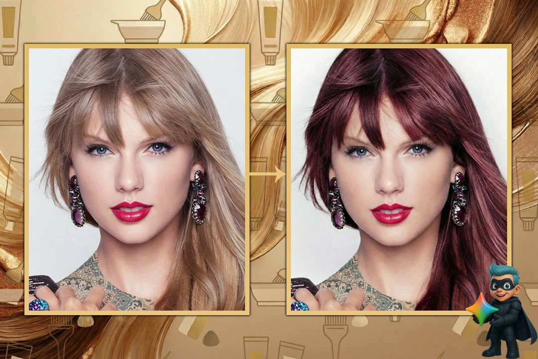 پرامپت تغییر رنگ مو با هوش مصنوعی (تست شده) 24 Auburn Red (قرمزی تیره/شرابی)