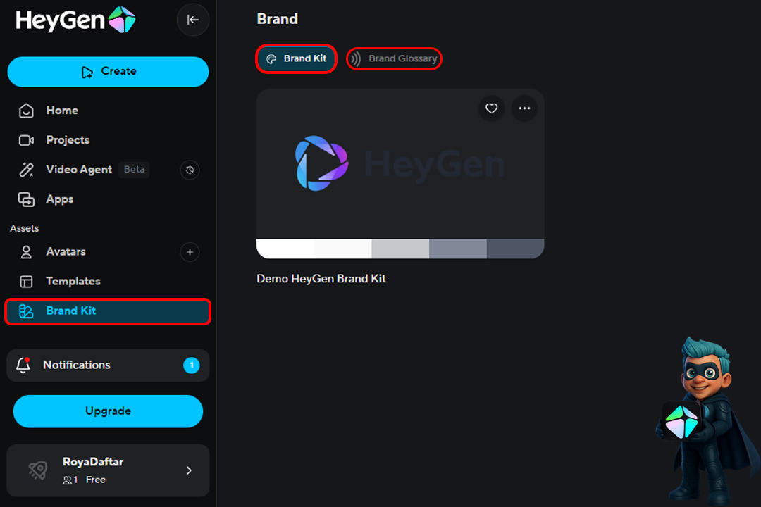 نحوه کار با HeyGen؛ ساخت آواتار سخنگو با هوش مصنوعی رایگان 29 - بخش Brand Kit