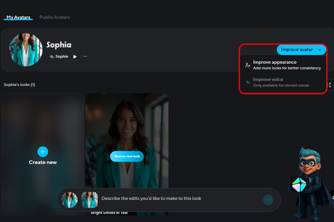 نحوه کار با HeyGen؛ ساخت آواتار سخنگو با هوش مصنوعی رایگان 26 Improve avatar