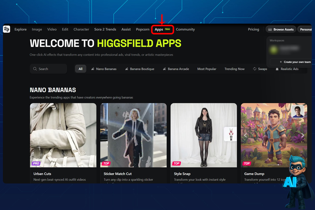 نحوه کار با Higgsfield - راهنمای 0 تا 100 + آموزش تصویری! 27 بخش اپلیکیشنها در higgsfield (در Apps)