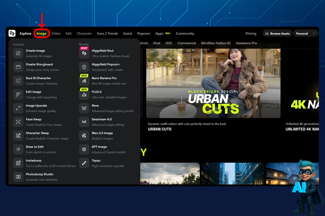 نحوه کار با Higgsfield - راهنمای 0 تا 100 + آموزش تصویری! 16 ۲. ساخت عکس با Higgsfield
