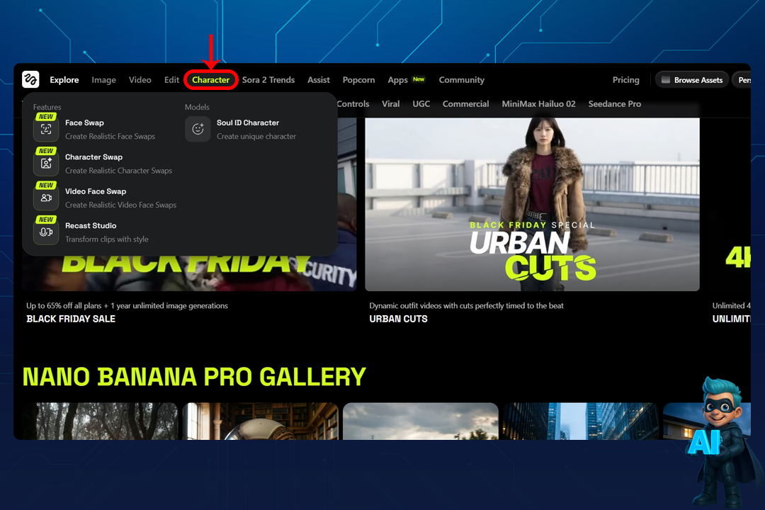 نحوه کار با Higgsfield - راهنمای 0 تا 100 + آموزش تصویری! 19 بخش Character در higgsfield