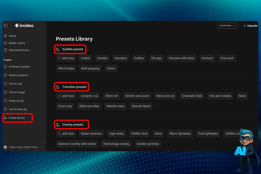 آموزش 0 تا 100 نحوه کار با InVideo برای مبتدیها! 29 Presets Library (کتابخانه تنظیمات آماده)