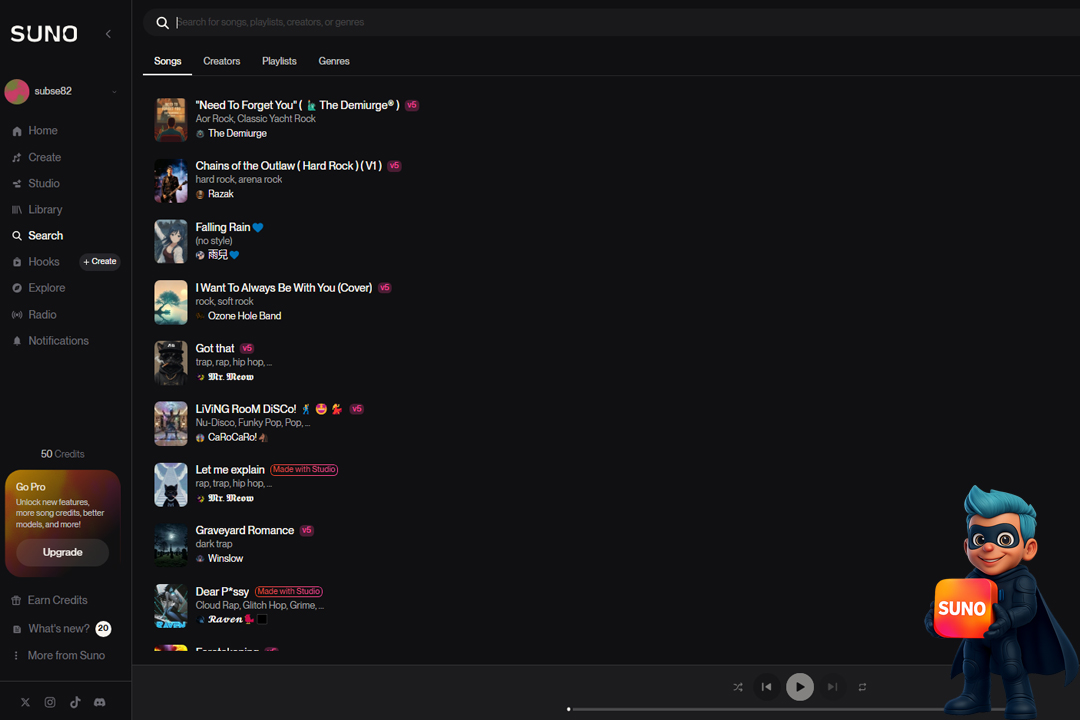 آموزش صفر تا صد نحوه کار با Suno مخصوص مبتدیها! 23 بخش Search(جست و جو)