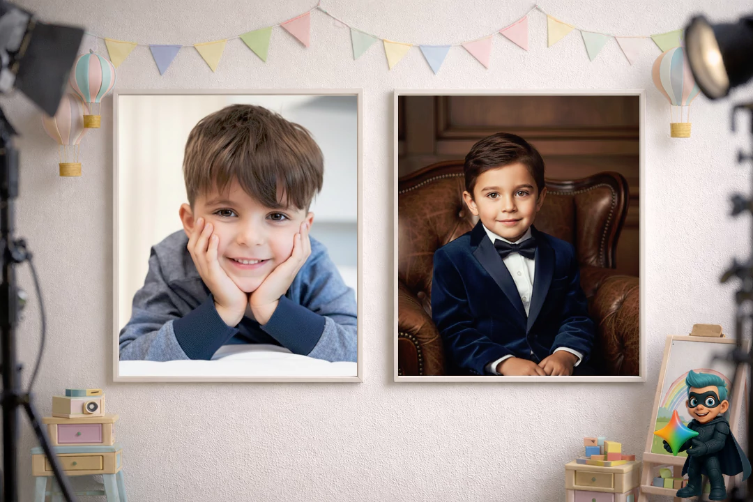 ۲۰ پرامپت عکس آتلیهای کودک با هوش مصنوعی(رایگان و حرفهای) 33 پرامپت عکس آتلیهای پسرانه