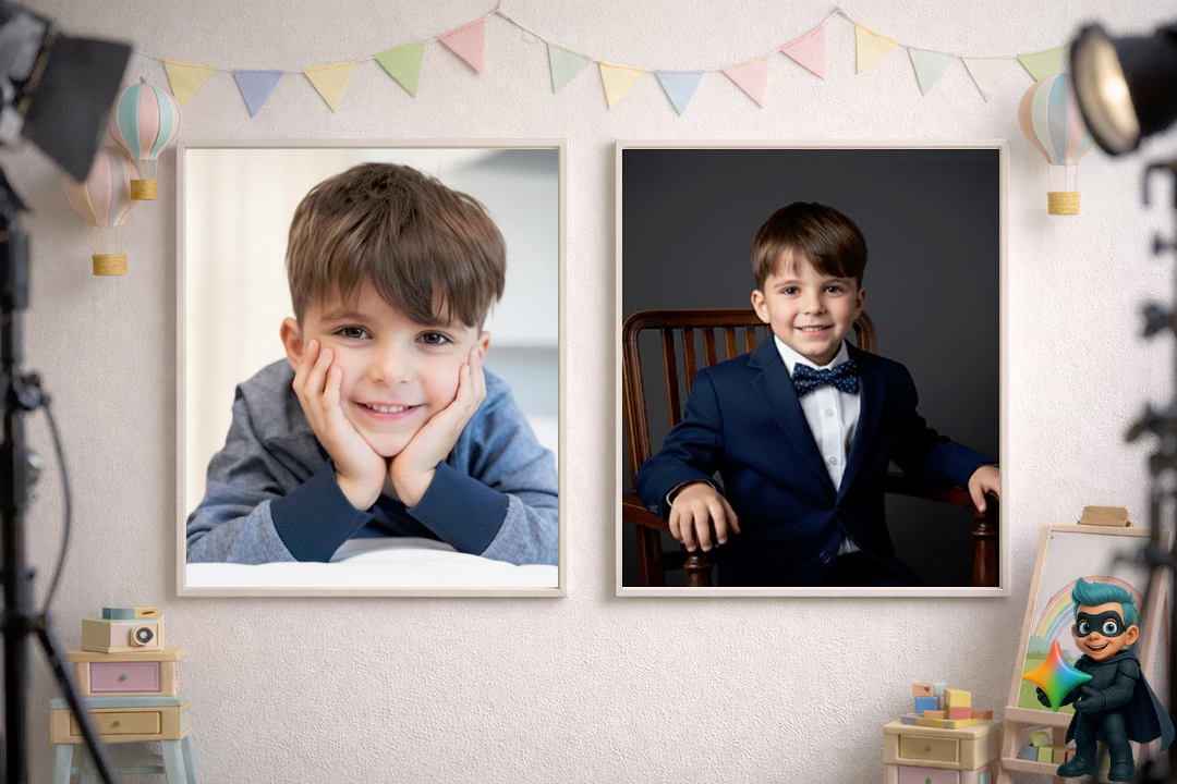 ۲۰ پرامپت عکس آتلیهای کودک با هوش مصنوعی(رایگان و حرفهای) 24 پرامپت عکس آتلیهای پسرانه