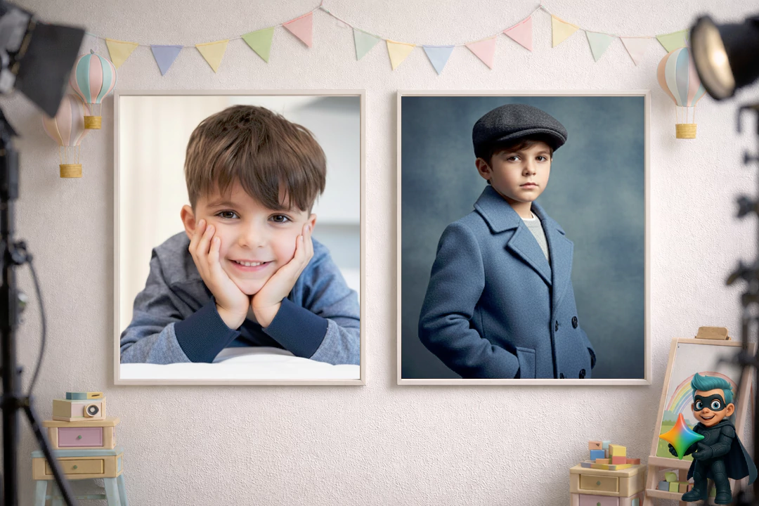 ۲۰ پرامپت عکس آتلیهای کودک با هوش مصنوعی(رایگان و حرفهای) 28 پرامپت عکس آتلیهای پسرانه