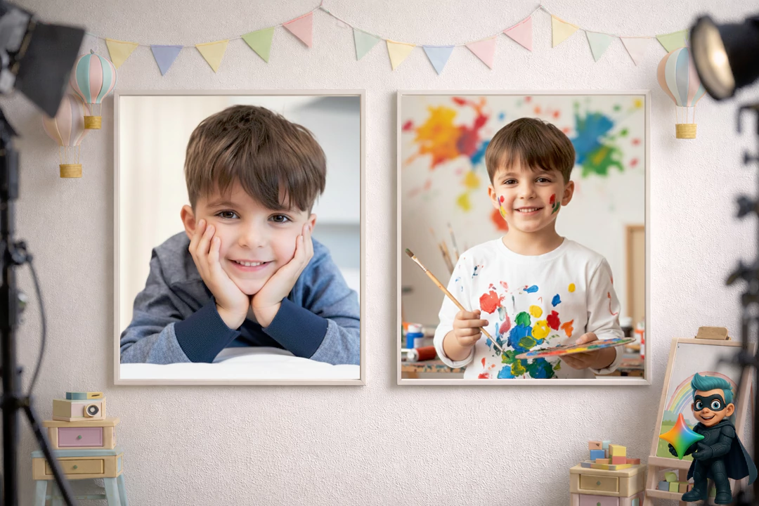 ۲۰ پرامپت عکس آتلیهای کودک با هوش مصنوعی(رایگان و حرفهای) 27 پرامپت عکس آتلیهای پسرانه