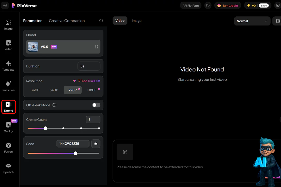 نحوه کار با PixVerse؛ برای ساخت ویدئو با هوش مصنوعی 21 طولانی کردن فیلم با هوش مصنوعی پیکسورس