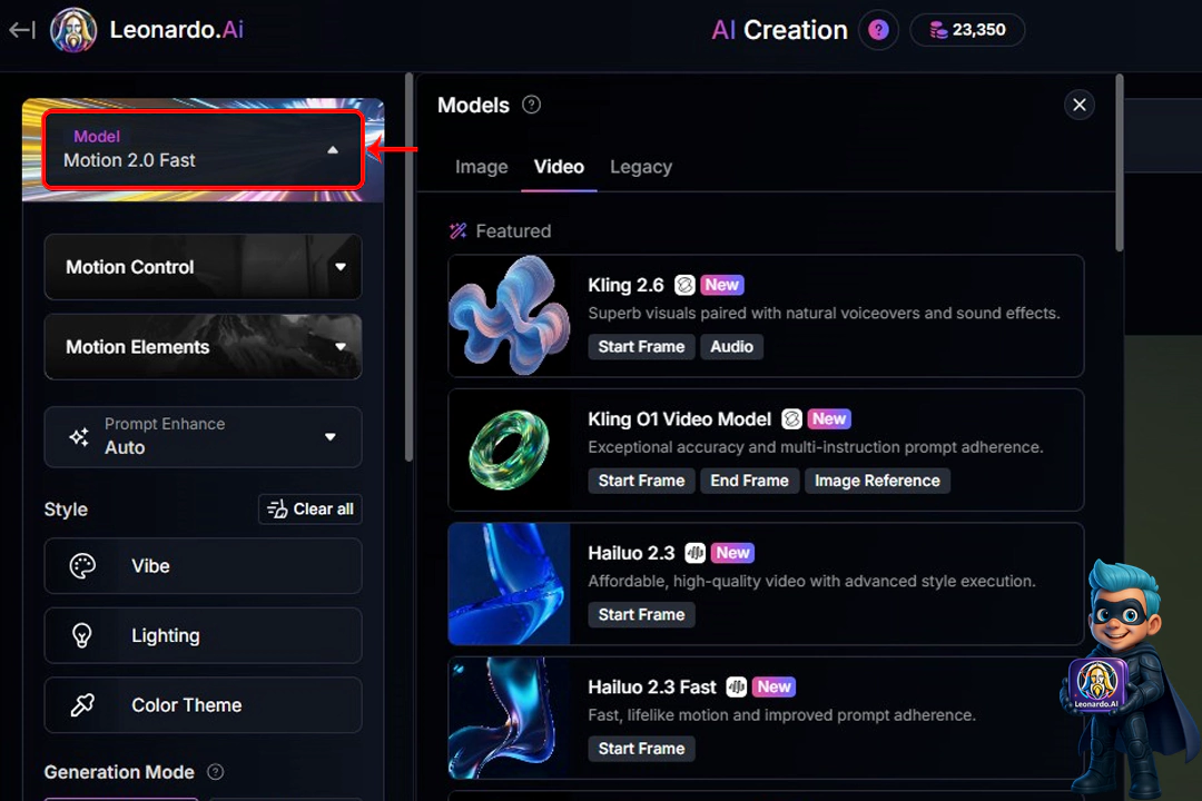نحوه کار با هوش مصنوعی Leonardo + آموزش تصویری 22 نحوه ساخت موشن با هوش مصنوعی لئوناردو