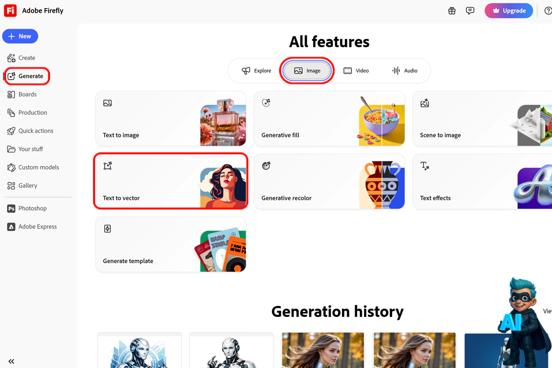 5 ابزار هوش مصنوعی ساخت وکتور که جایگزین طراحان گرافیک میشن! 19 بخش Text to Vector در هوش مصنوعی Adobe Firefly