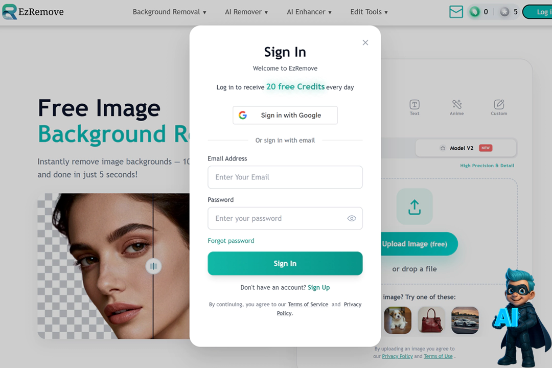 حذف واترمارک با هوش مصنوعی در کمترین زمان (3 ابزار تست شده!) 16 ثبت نام توی هوش مصنوعی EZ Remove