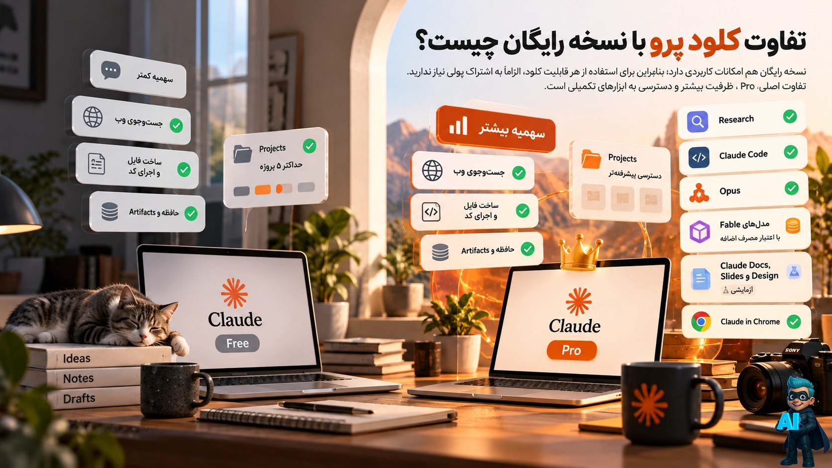 تفاوت کلود پرو با نسخه رایگان چیست؟
