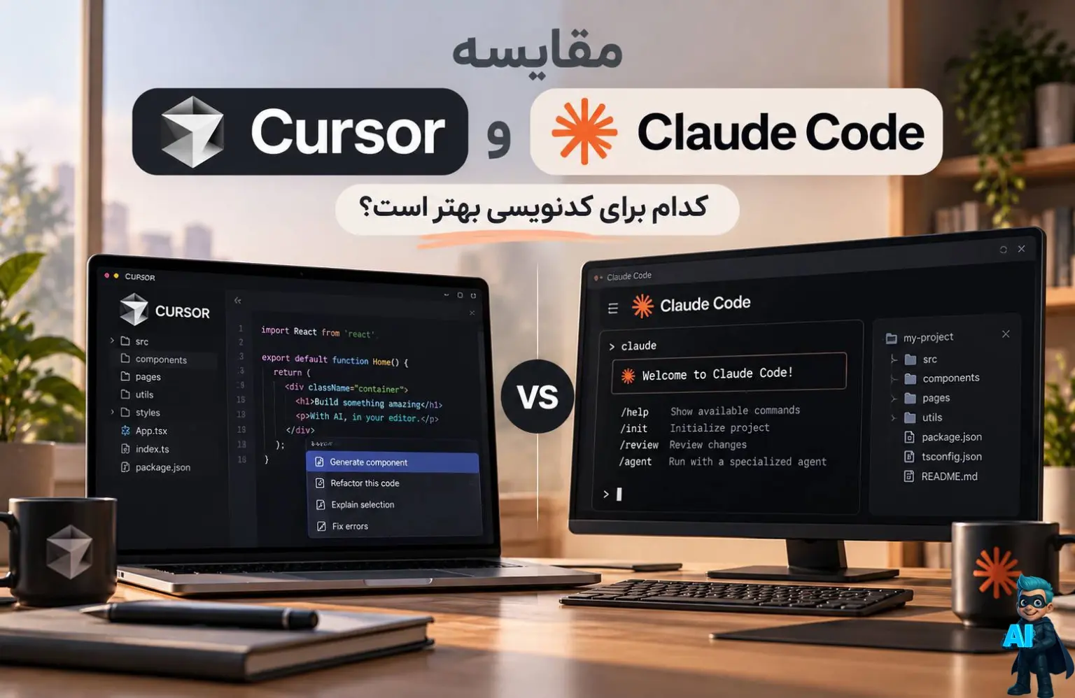 مقایسه Cursor و Claude Code؛ کدام برای کدنویسی بهتر است؟