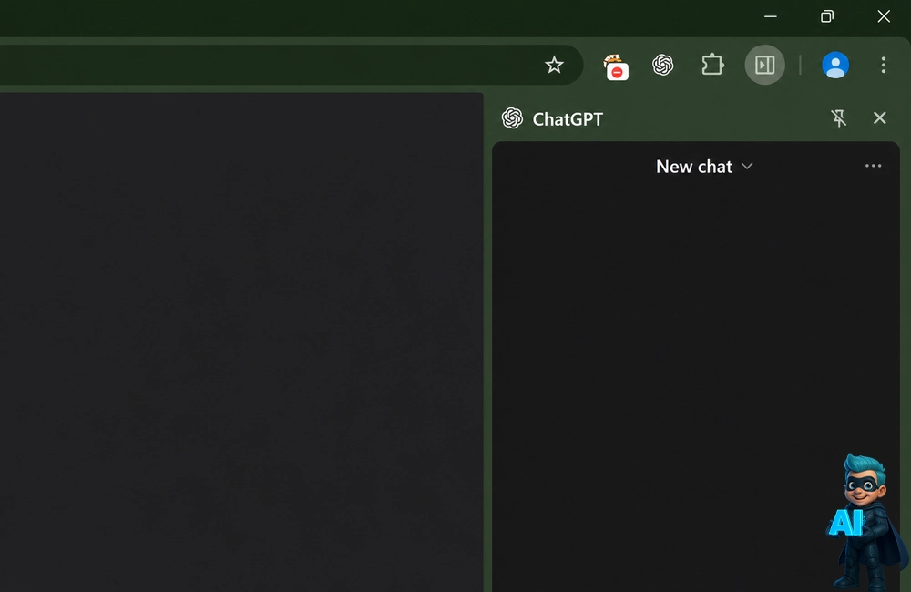 پنل گفت‌وگوی ChatGPT کنار یک تب Chrome