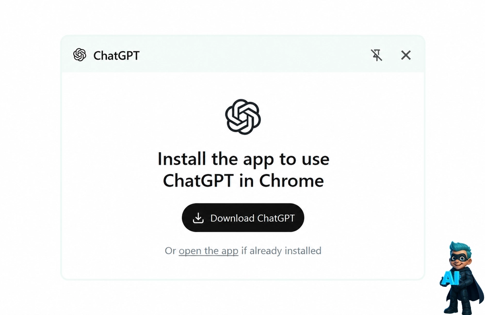 پیام نیاز به برنامه دسکتاپ و گزینه Download ChatGPT